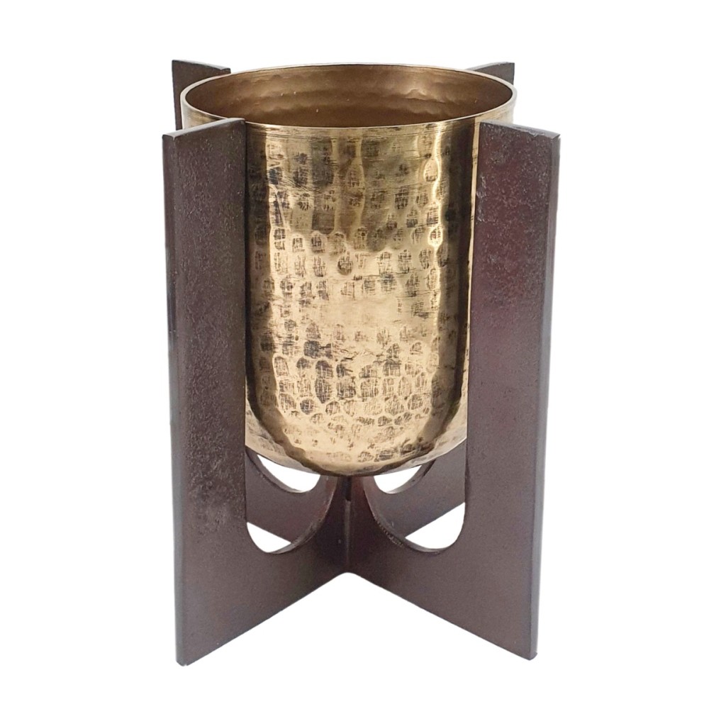 Artekko Luxe Χρυσό Μεταλλικό Βάζο σε Βάση (22.8x22.8x24.8)cm