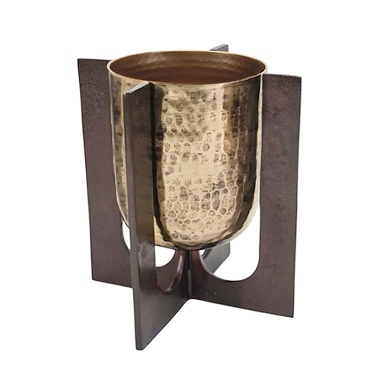 Artekko Luxe Χρυσό Μεταλλικό Βάζο σε Βάση (22.8x22.8x24.8)cm