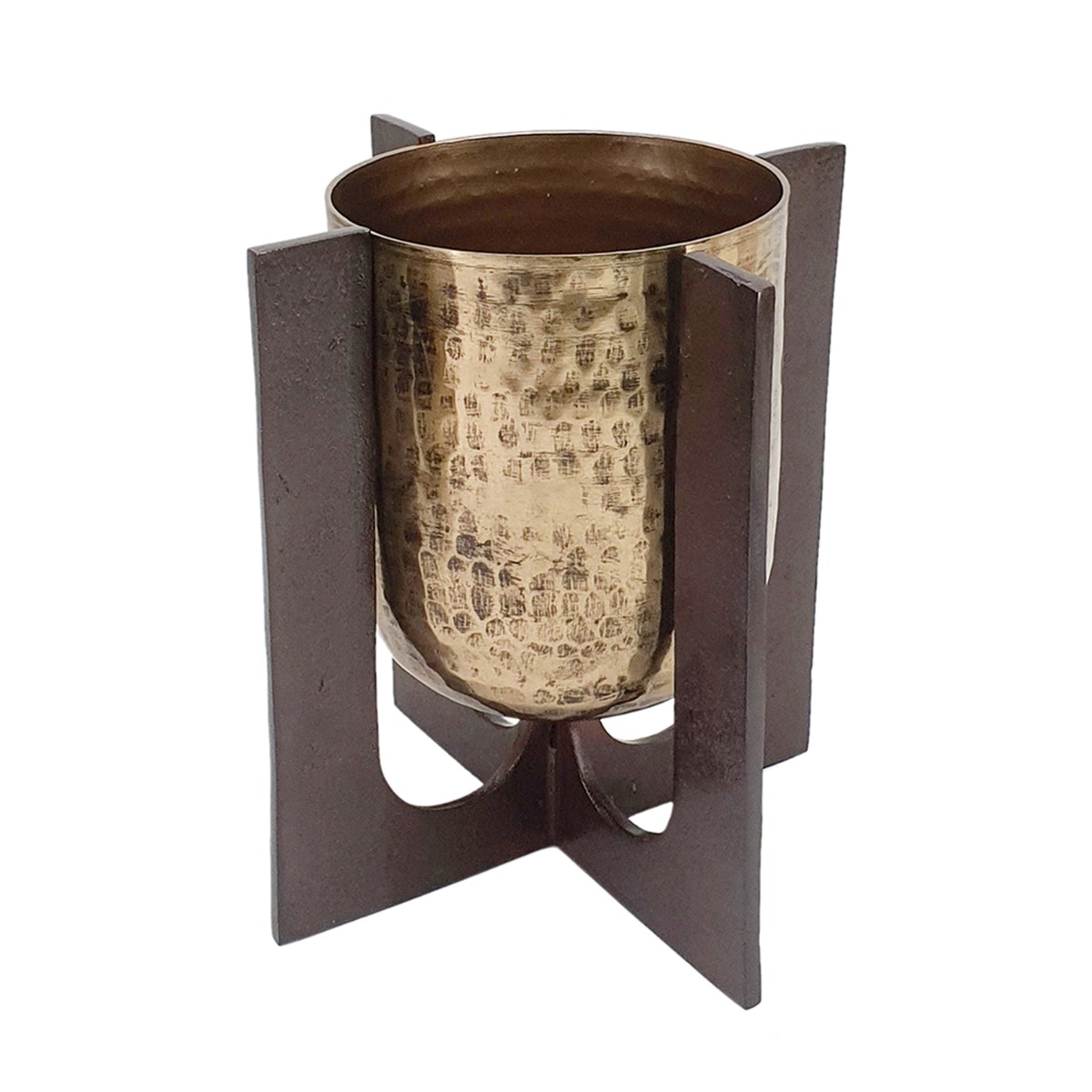 Artekko Luxe Χρυσό Μεταλλικό Βάζο σε Βάση (22.8x22.8x24.8)cm