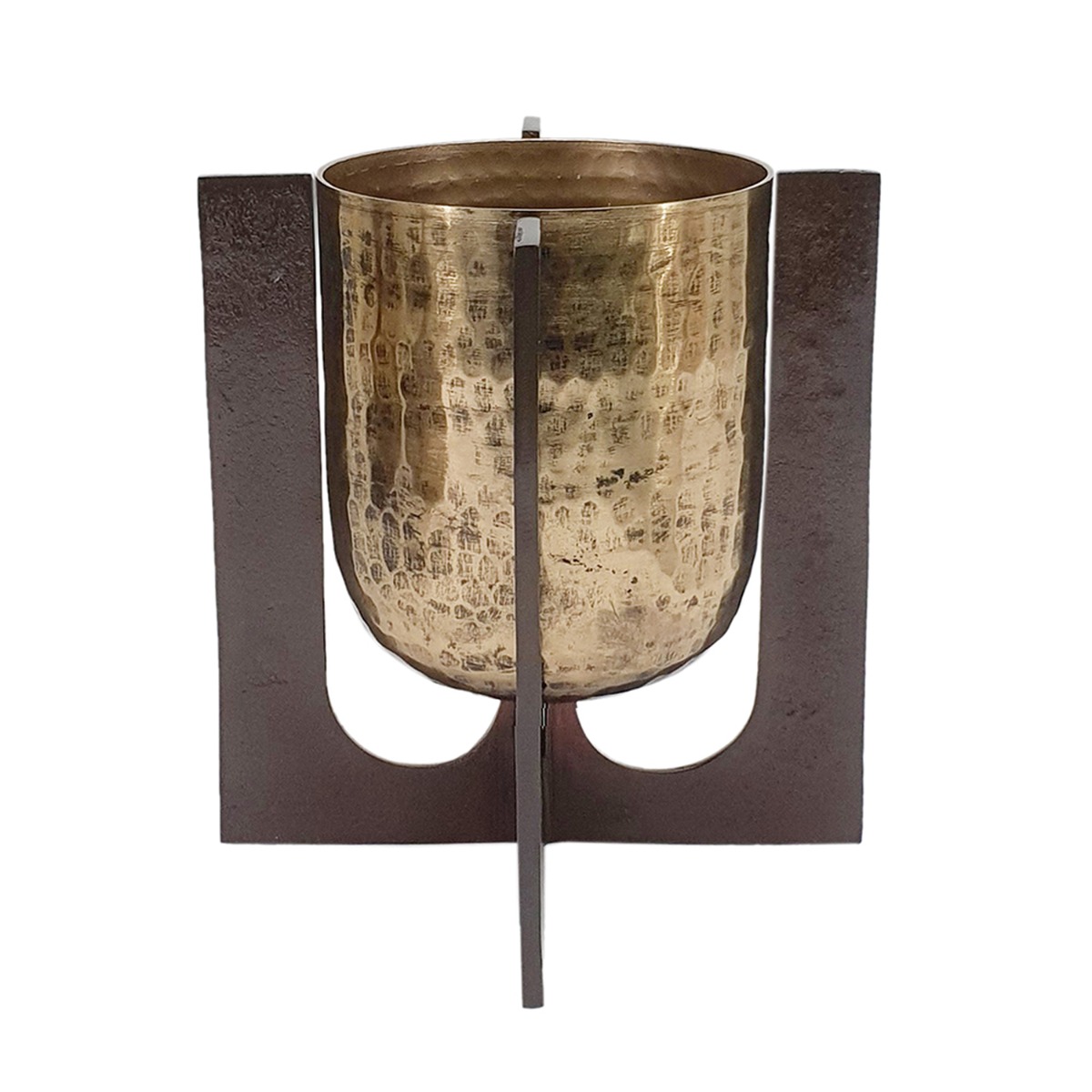 Artekko Luxe Χρυσό Μεταλλικό Βάζο σε Βάση (22.8x22.8x24.8)cm