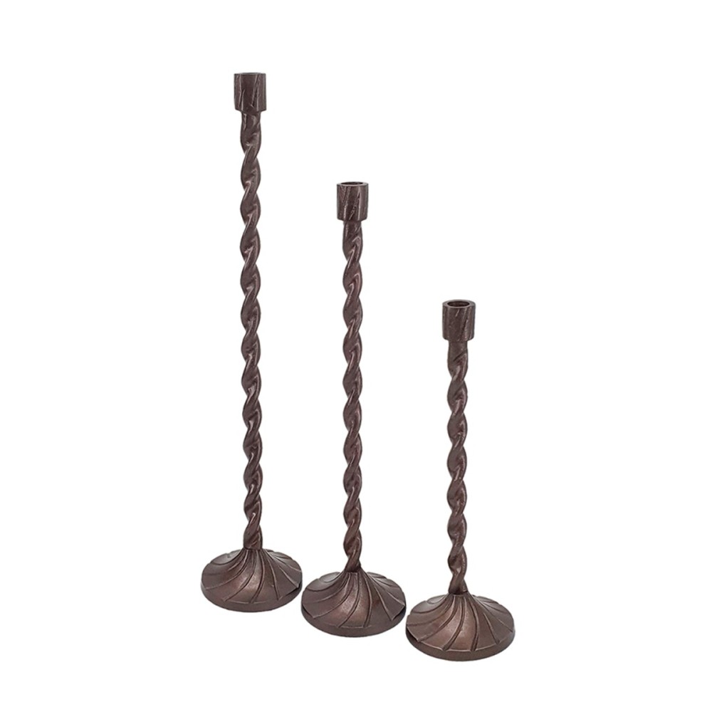 Artekko Luxe Μπρονζέ Μεταλλικά Κηροπήγια (11.4x11.4x59.7)cm (11.4x11.4x49.5)cm (11.4x11.4x38)cm 3pcs