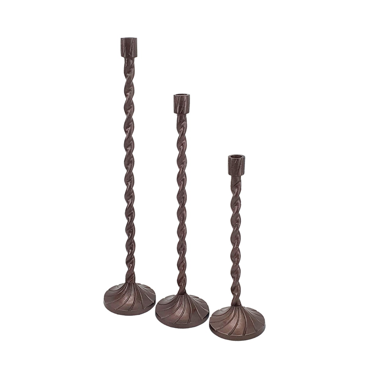 Artekko Luxe Μπρονζέ Μεταλλικά Κηροπήγια (11.4x11.4x59.7)cm (11.4x11.4x49.5)cm (11.4x11.4x38)cm 3pcs