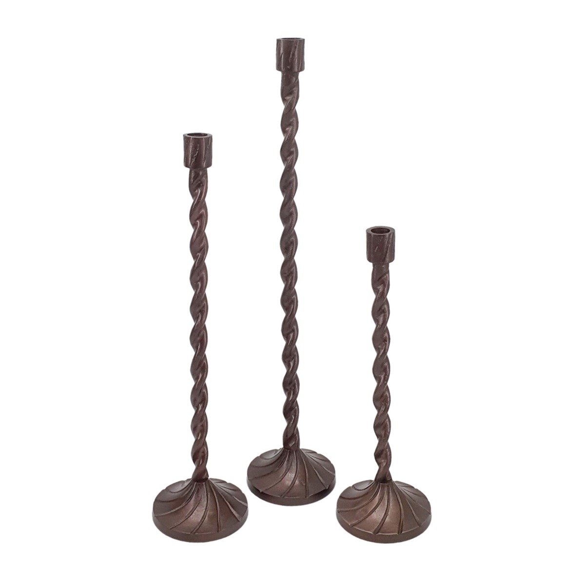 Artekko Luxe Μπρονζέ Μεταλλικά Κηροπήγια (11.4x11.4x59.7)cm (11.4x11.4x49.5)cm (11.4x11.4x38)cm 3pcs
