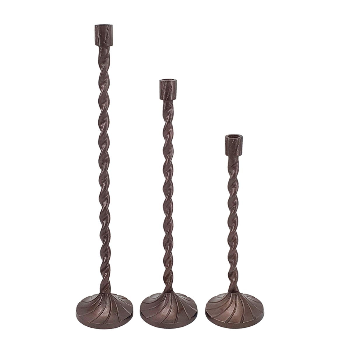 Artekko Luxe Μπρονζέ Μεταλλικά Κηροπήγια (11.4x11.4x59.7)cm (11.4x11.4x49.5)cm (11.4x11.4x38)cm 3pcs