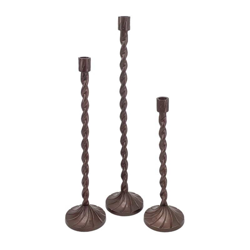 Artekko Luxe Μπρονζέ Μεταλλικά Κηροπήγια (11.4x11.4x59.7)cm (11.4x11.4x49.5)cm (11.4x11.4x38)cm 3pcs