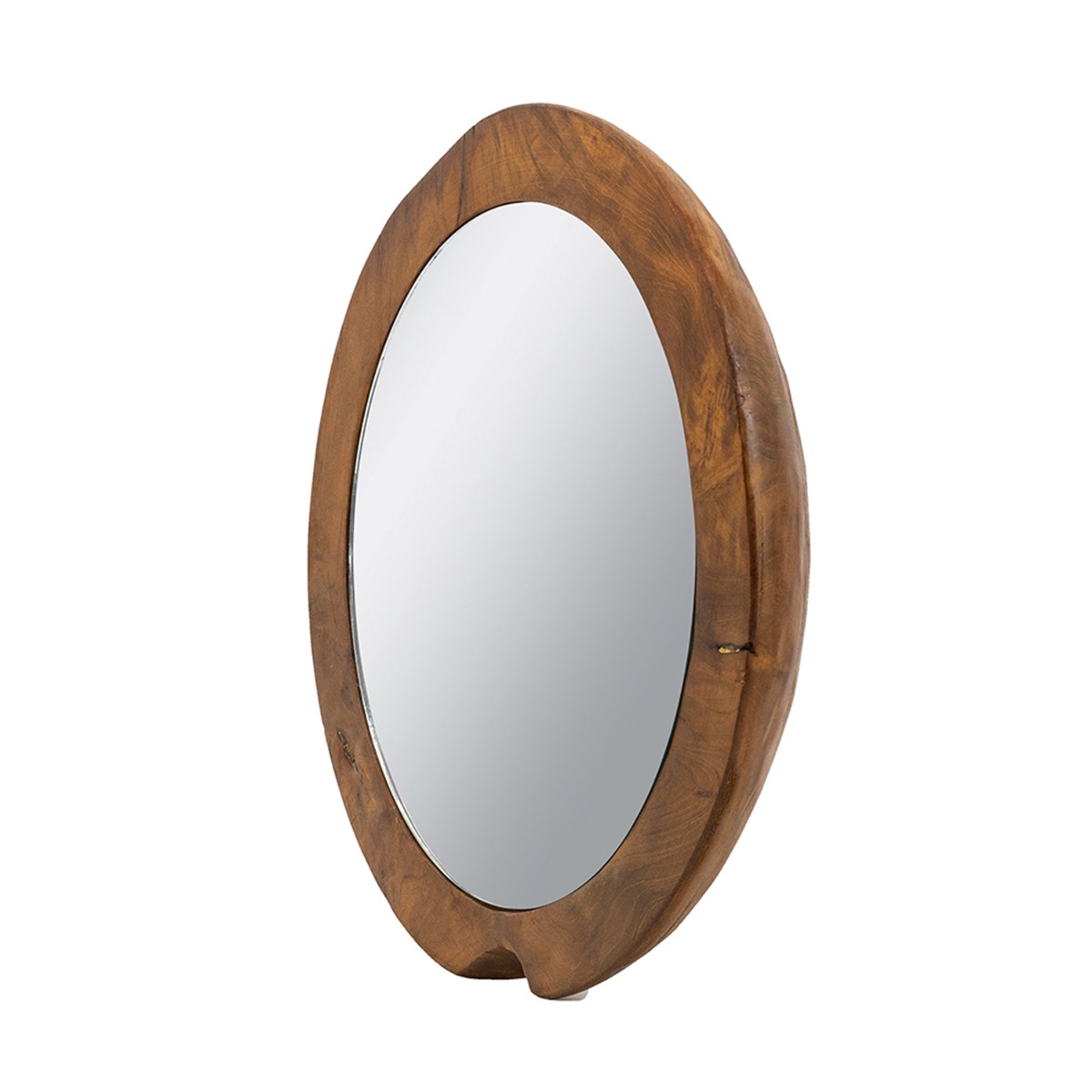 Artekko Woody Καφέ Καθρέπτης Τοίχου από Ξύλο Teak (40x40x6)cm