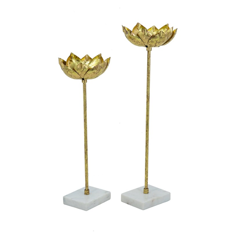 Artekko Noble Χρυσά Μεταλλικά Κηροπήγια (16.5x16.5x57)cm (16.5x16.5x47)cm 2pcs