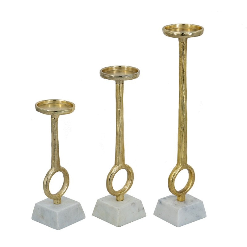 Artekko Noble Χρυσά Μεταλλικά Κηροπήγια (8.9x8.9x43.2)cm (8.9x8.9x33)cm (8.9x8.9x26.7)cm 3pcs