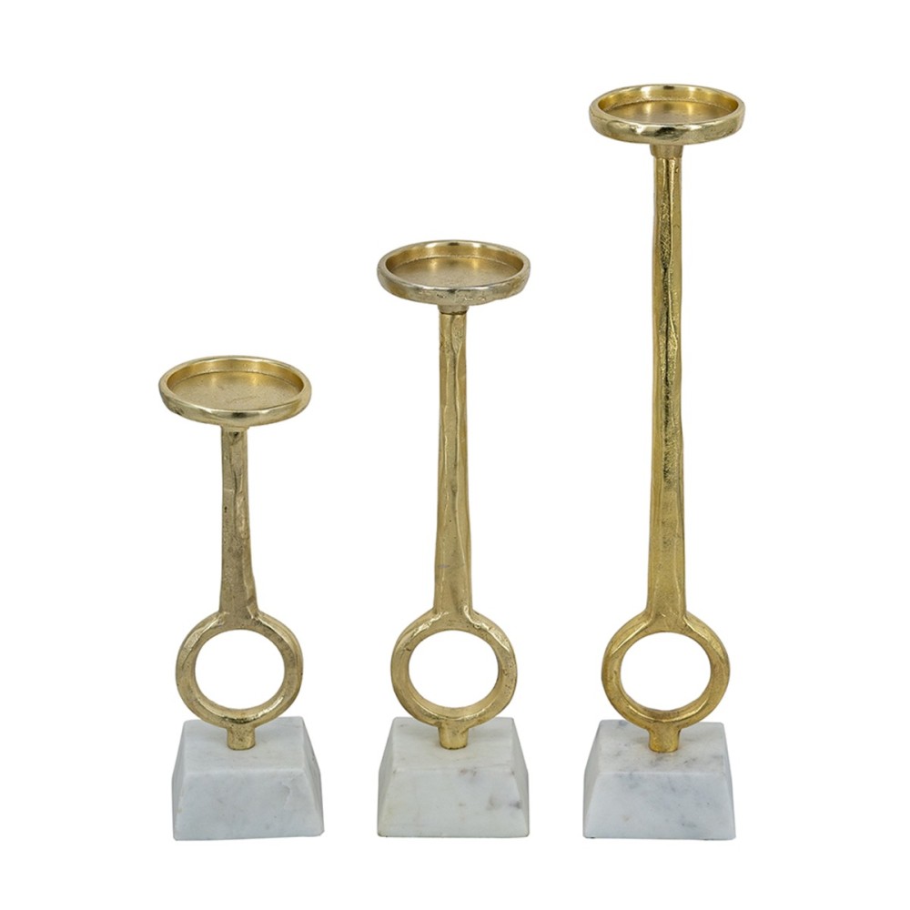 Artekko Noble Χρυσά Μεταλλικά Κηροπήγια (8.9x8.9x43.2)cm (8.9x8.9x33)cm (8.9x8.9x26.7)cm 3pcs