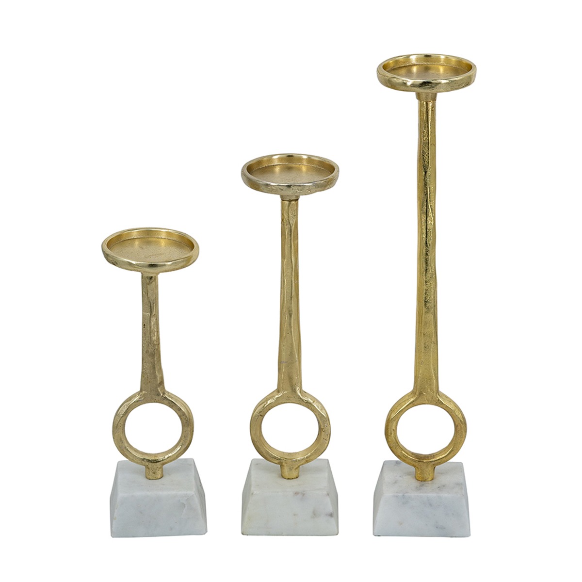 Artekko Noble Χρυσά Μεταλλικά Κηροπήγια (8.9x8.9x43.2)cm (8.9x8.9x33)cm (8.9x8.9x26.7)cm 3pcs