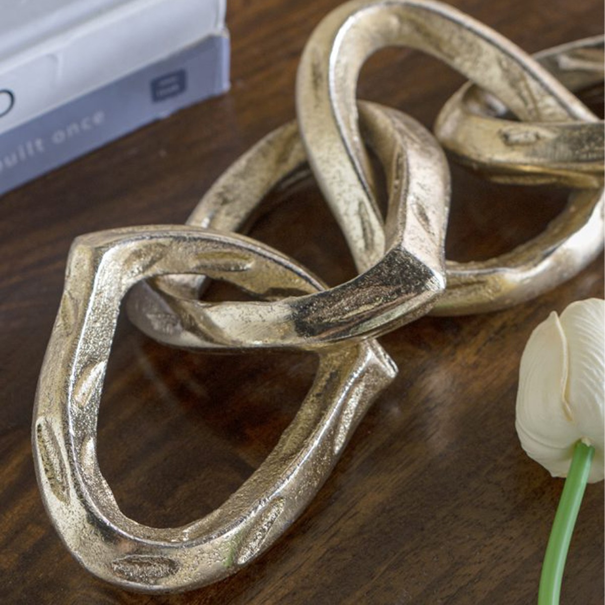 Artekko Noble Χρυσή Μεταλλική Επιτραπέζια Διακοσμητική Αλυσίδα (44x9x3)cm