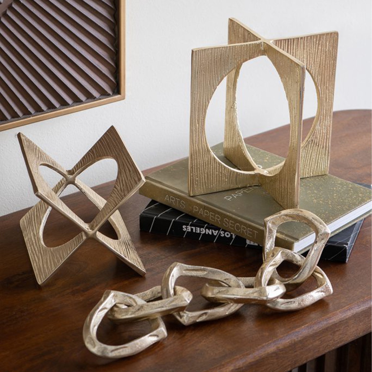 Artekko Noble Χρυσή Μεταλλική Επιτραπέζια Διακοσμητική Αλυσίδα (44x9x3)cm