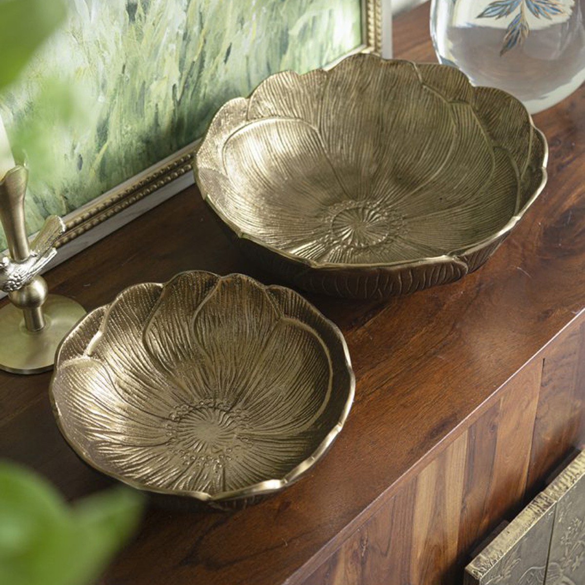 Artekko Noble Χρυσά Μεταλλικά Μπολ (29.2x29.2x8.9)cm (20.3x20.3x6.3)cm 2pcs