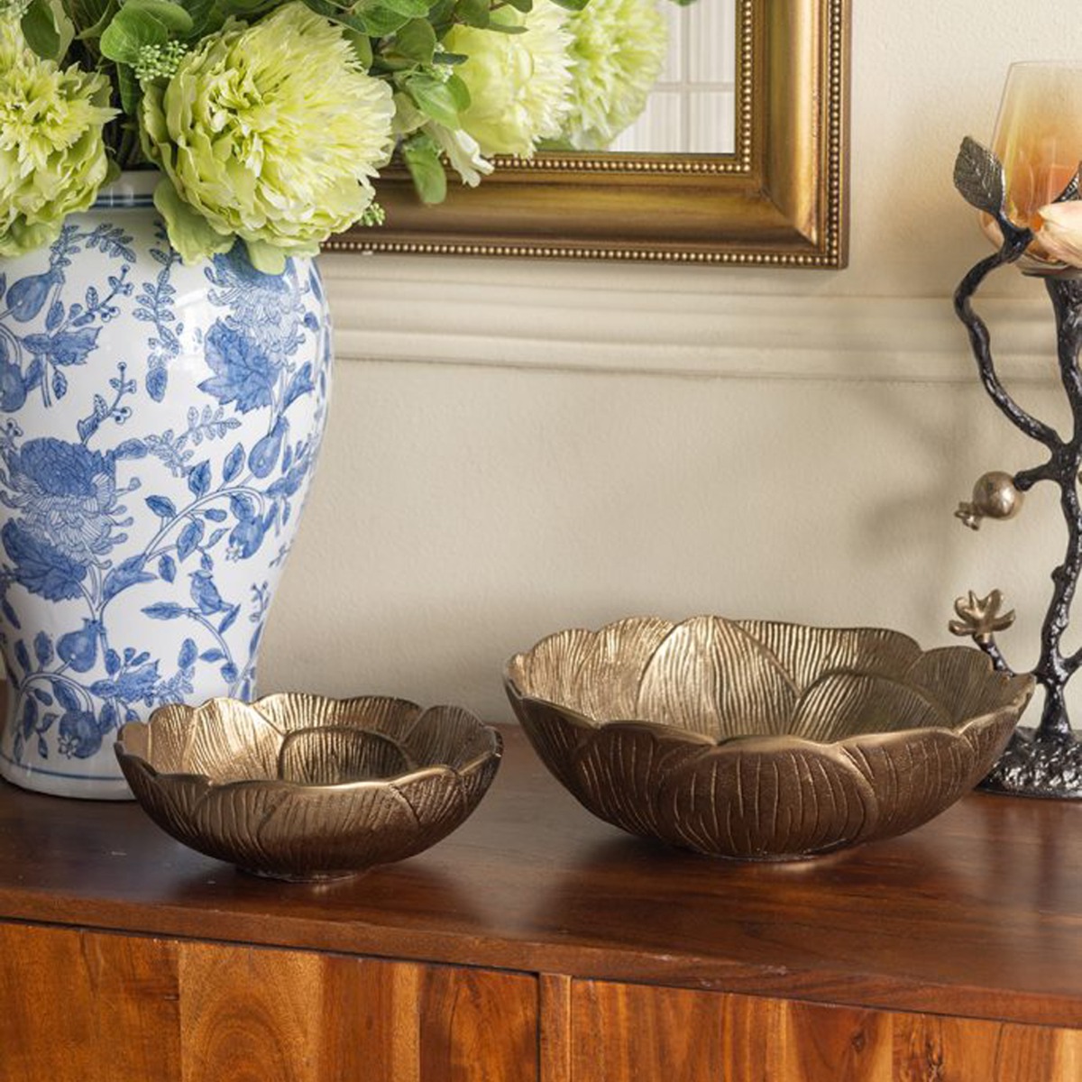 Artekko Noble Χρυσά Μεταλλικά Μπολ (29.2x29.2x8.9)cm (20.3x20.3x6.3)cm 2pcs