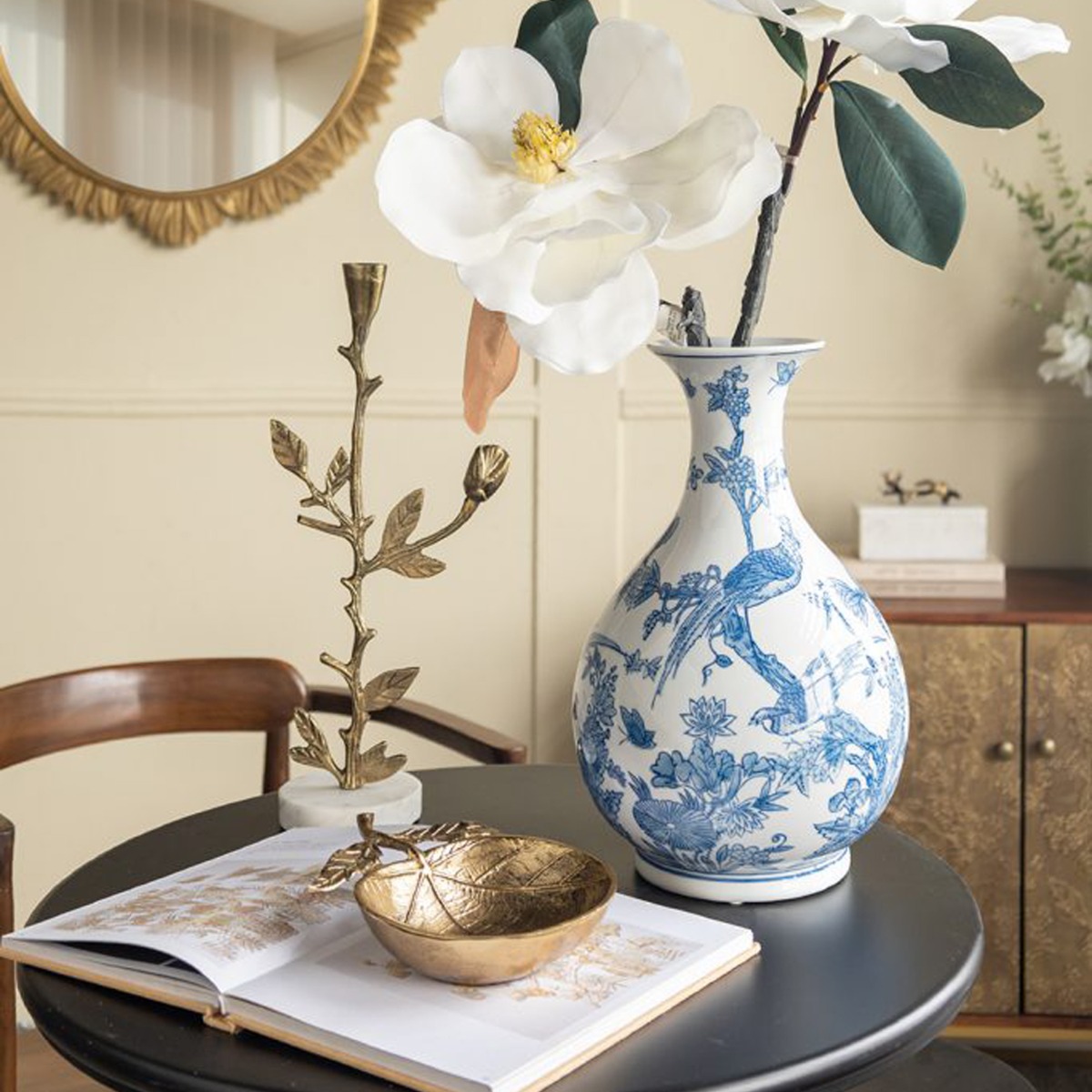 Artekko Branch Χρυσό Μεταλλικό Κηροπήγιο (16.5x10.2x40.6)cm