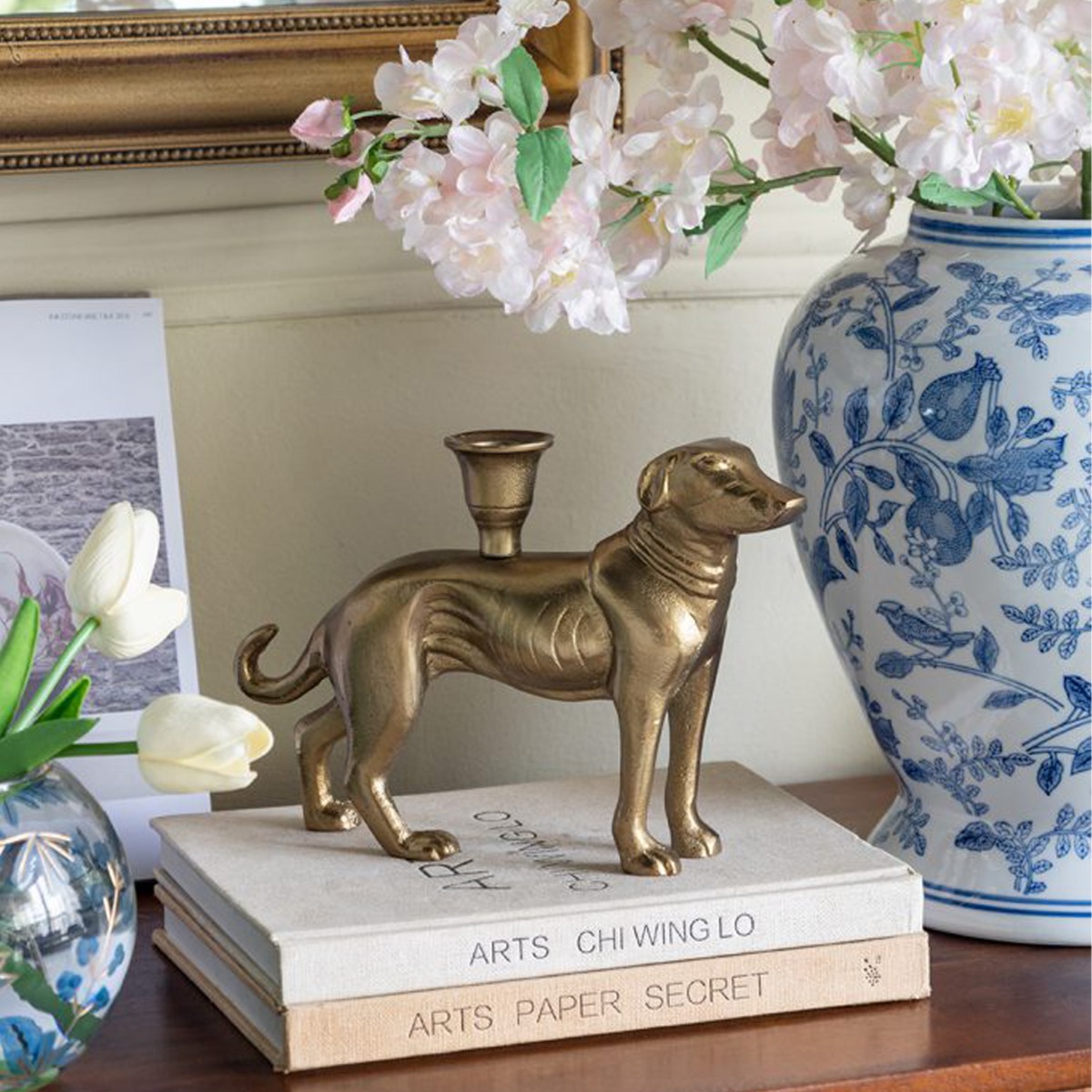 Artekko Noble Χρυσό Μεταλλικό Κηροπήγιο (24x5x16.5)cm