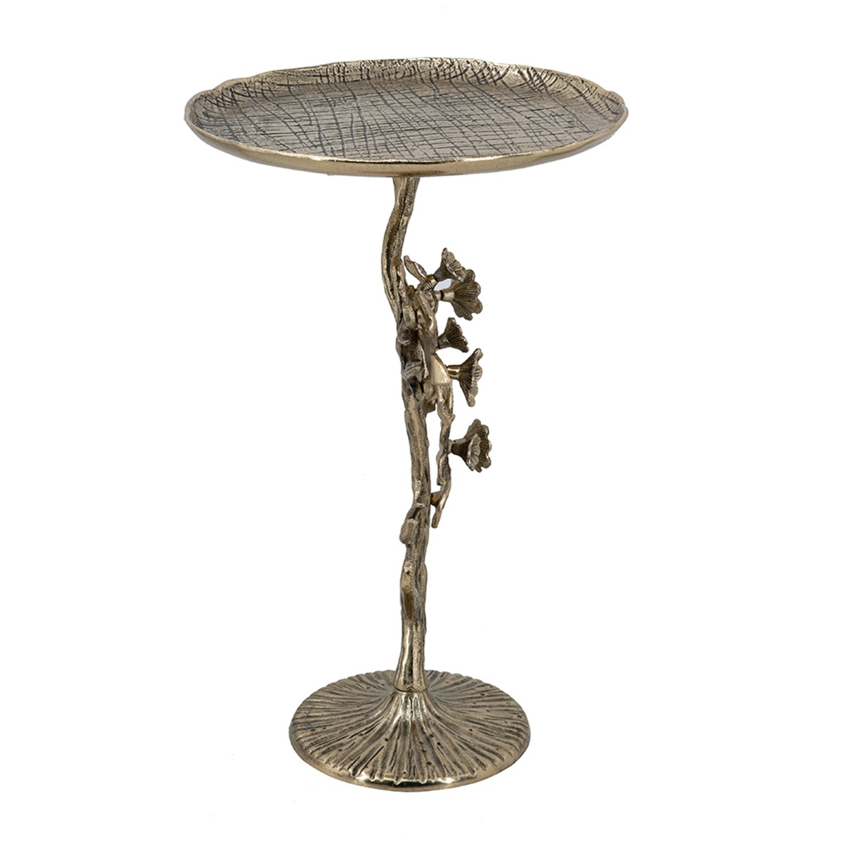 Artekko Branch Χρυσό Μεταλλικό Βοηθητικό Τραπέζι (35.6x35.6x61)cm