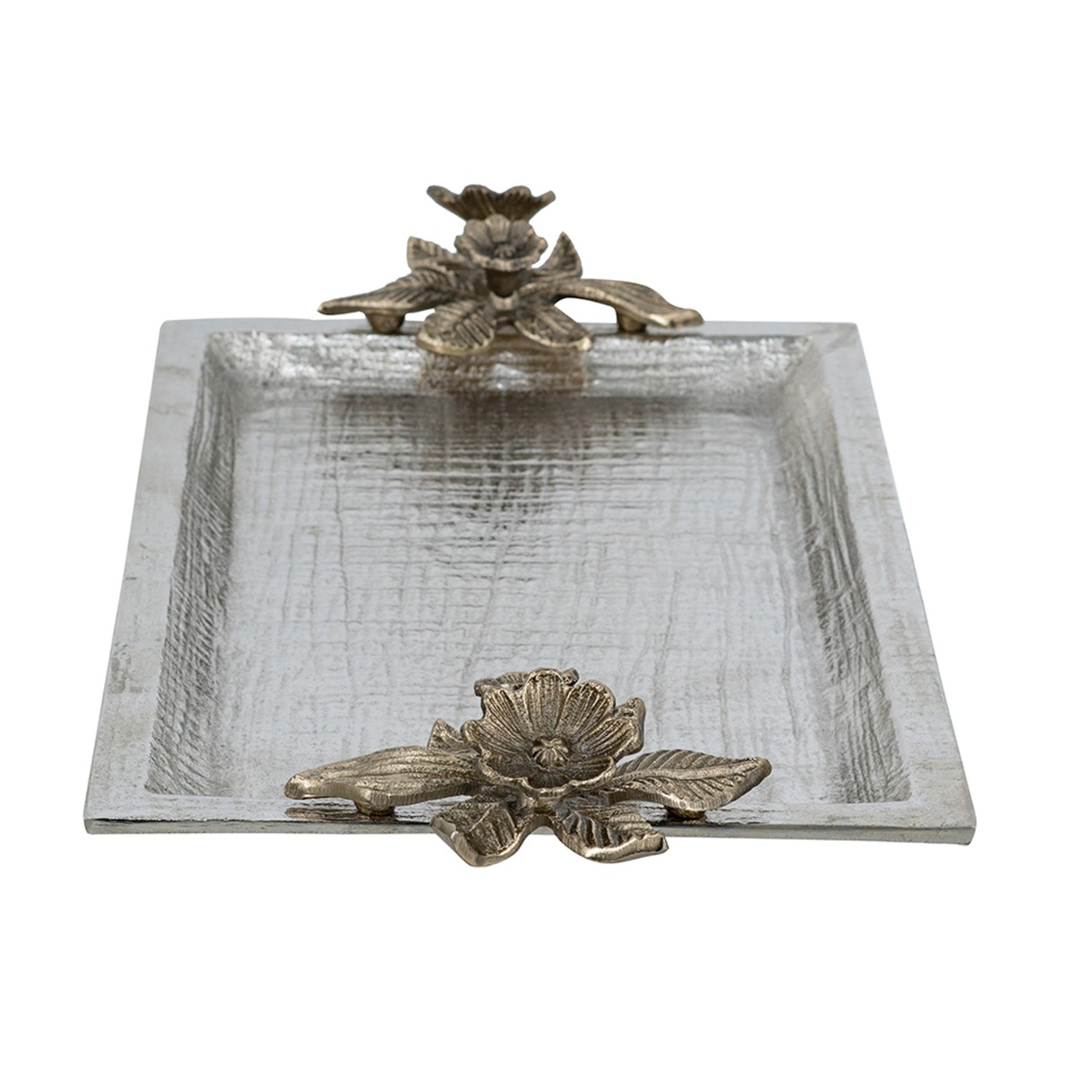 Artekko Branch Ασημί Μεταλλικός Δίσκος (47x24.8x6.4)cm