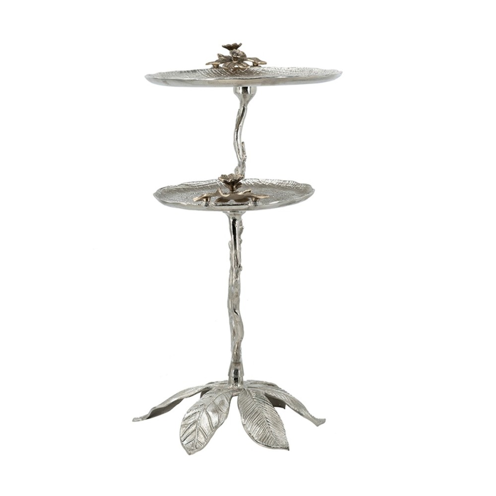 Artekko Branch Ασημί Μεταλλικό Βοηθητικό Τραπέζι (66x40.6x76.2)cm