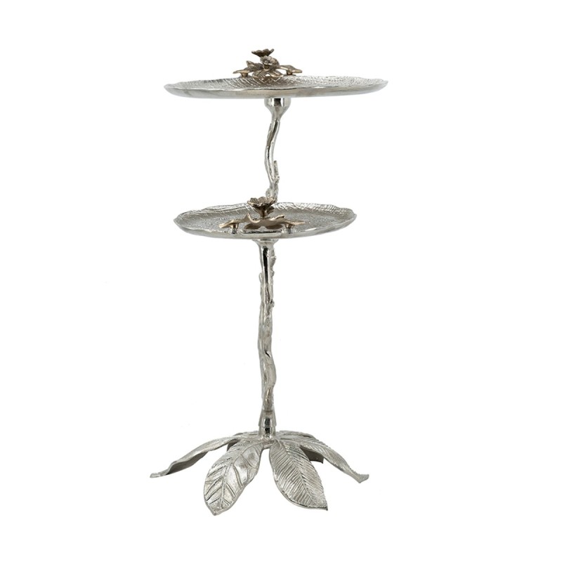 Artekko Branch Ασημί Μεταλλικό Βοηθητικό Τραπέζι (66x40.6x76.2)cm