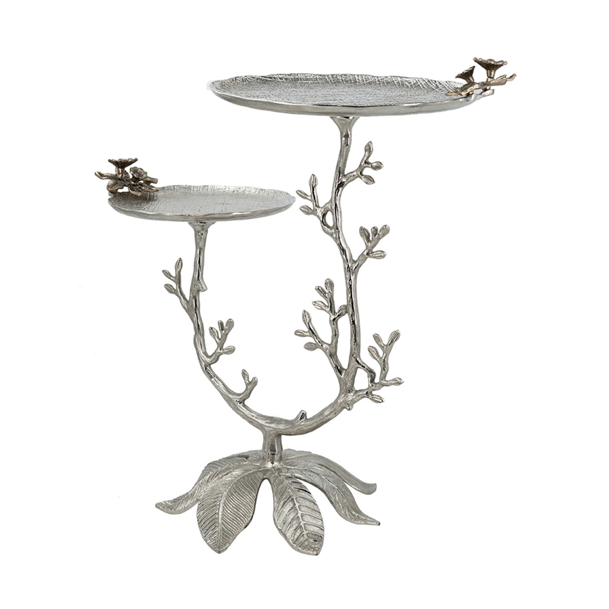 Artekko Branch Ασημί Μεταλλικό Βοηθητικό Τραπέζι (66x40.6x76.2)cm