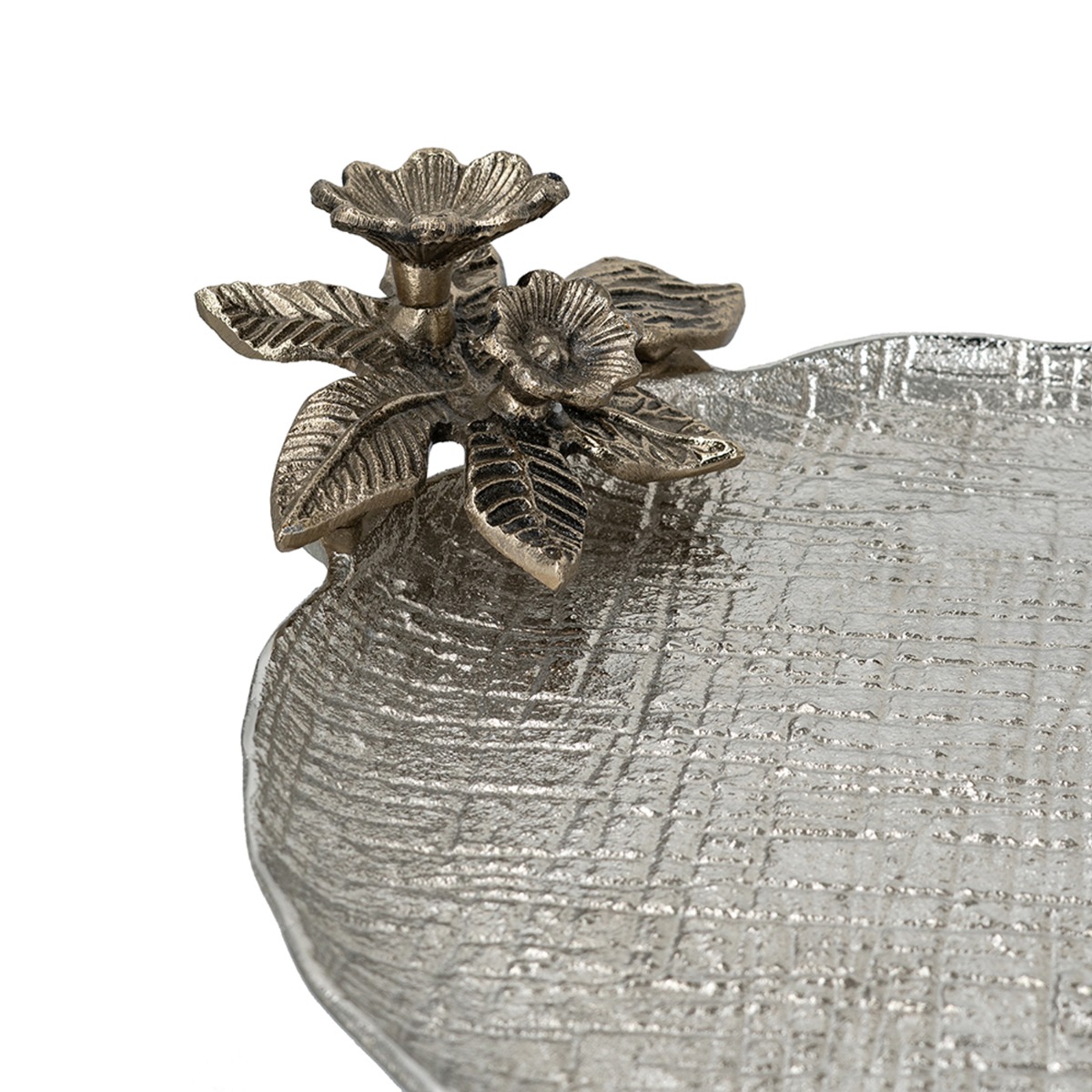 Artekko Branch Ασημί Μεταλλικό Βοηθητικό Τραπέζι (66x40.6x76.2)cm