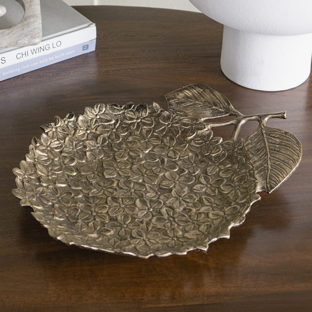 Artekko Branch Χρυσή Μεταλλική Πιατέλα (39.4x33x5.1)cm