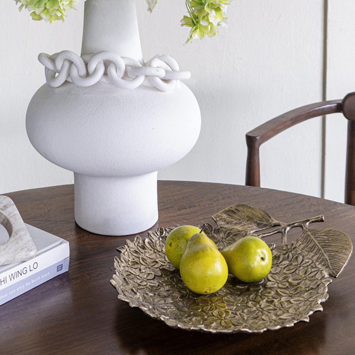 Artekko Branch Χρυσή Μεταλλική Πιατέλα (39.4x33x5.1)cm