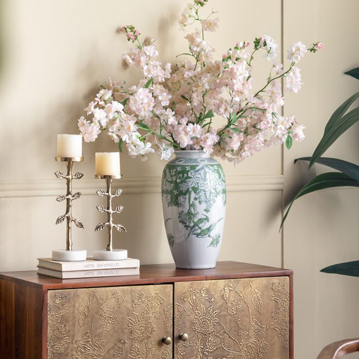 Artekko Branch Χρυσό Μεταλλικό Κηροπήγιο (10x10x26.7)cm