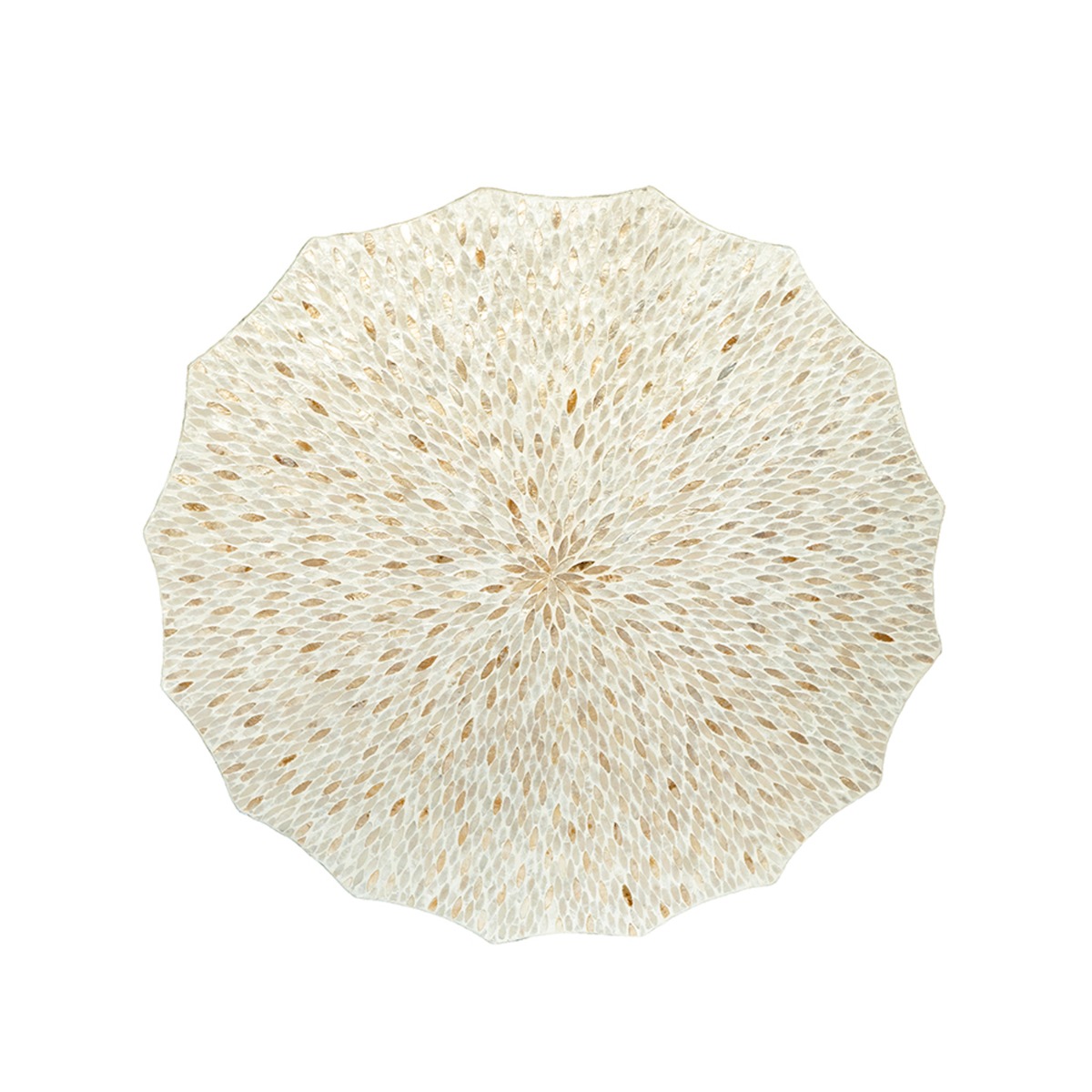 Artekko Ivory Εκρού Τραπέζι Σαλονιού από MDF και Capiz (90x90x40)cm