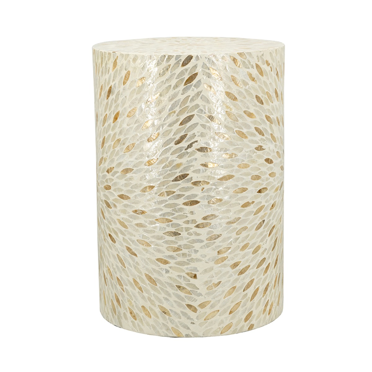 Artekko Ivory Εκρού Βοηθητικό Τραπέζι Σκαμπό από MDF και Capiz (35x35x50)cm