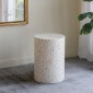 Artekko Ivory Εκρού Βοηθητικό Τραπέζι Σκαμπό από MDF και Capiz (35x35x50)cm