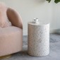 Artekko Ivory Εκρού Βοηθητικό Τραπέζι Σκαμπό από MDF και Capiz (35x35x50)cm