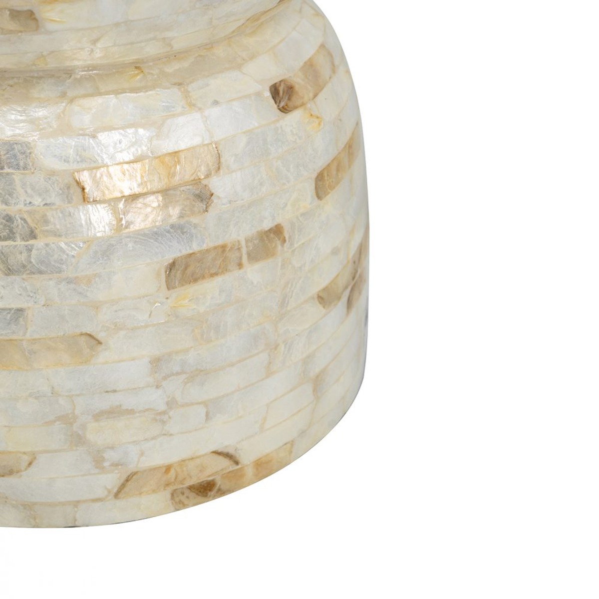 Artekko Ivory Εκρού Βοηθητικό Τραπέζι Σκαμπό από MDF και Capiz (36x36x46)cm