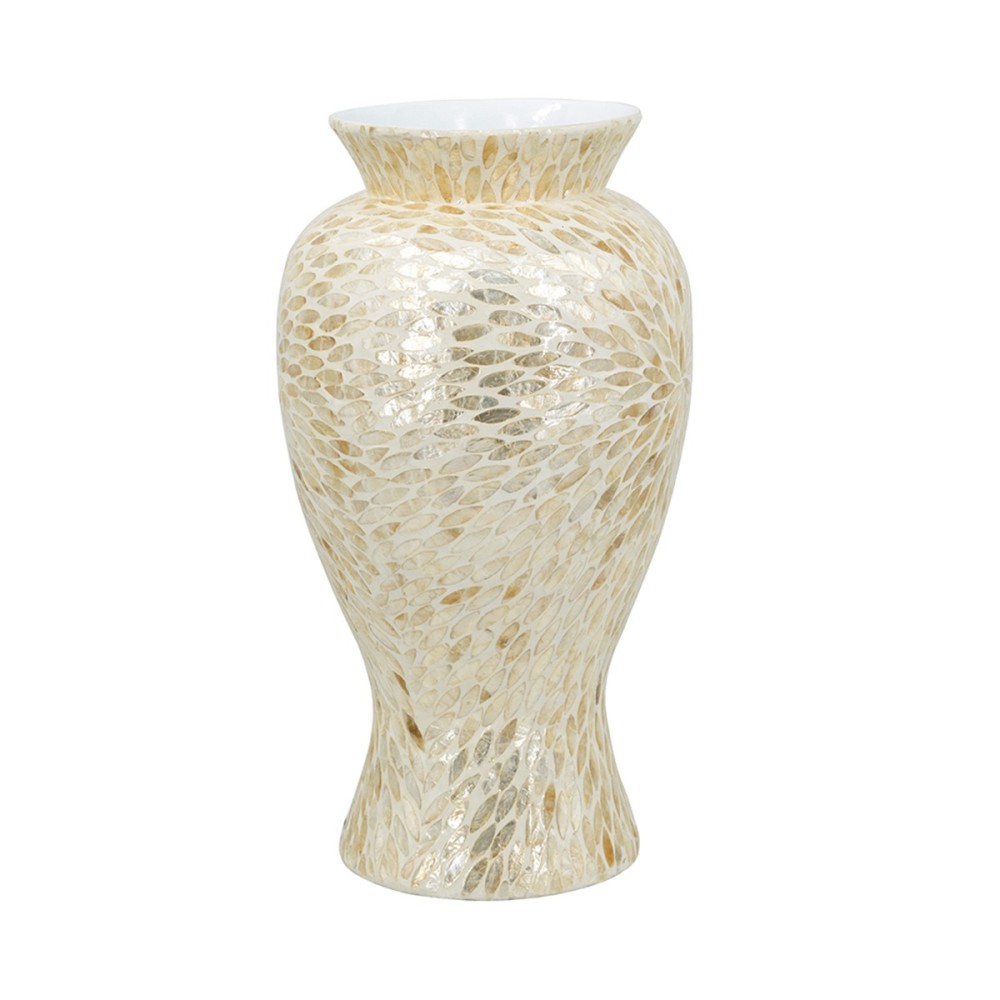 Artekko Ivory Εκρού Βάζο από Μπαμπού και Capiz (28x28x50)cm