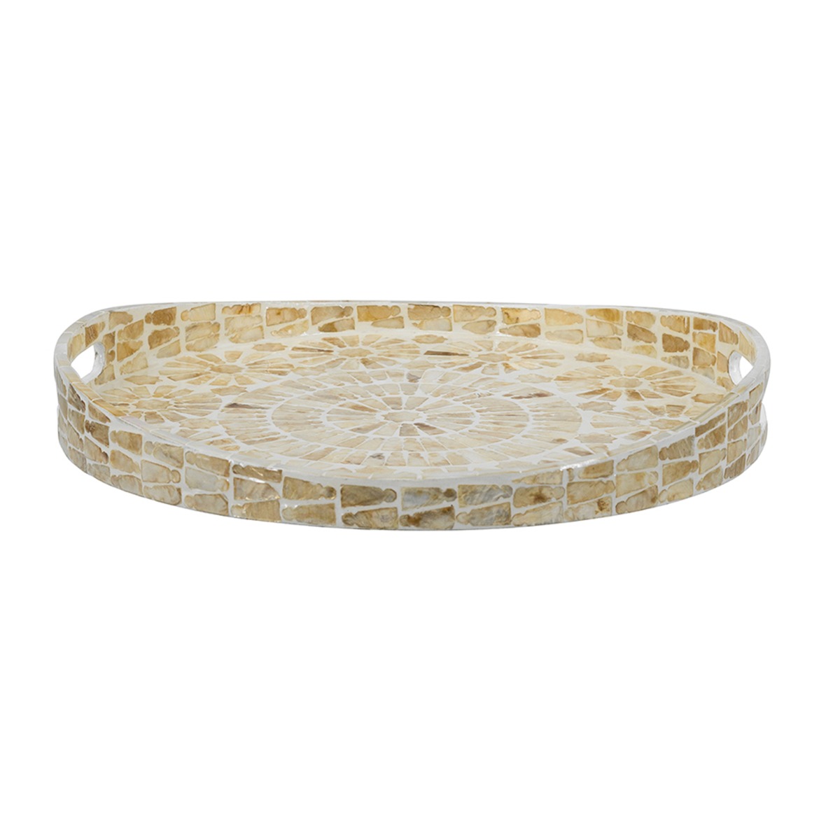 Artekko Ivory Εκρού Διακοσμητικός Δίσκος από MDF και Capiz (40x40x5)cm
