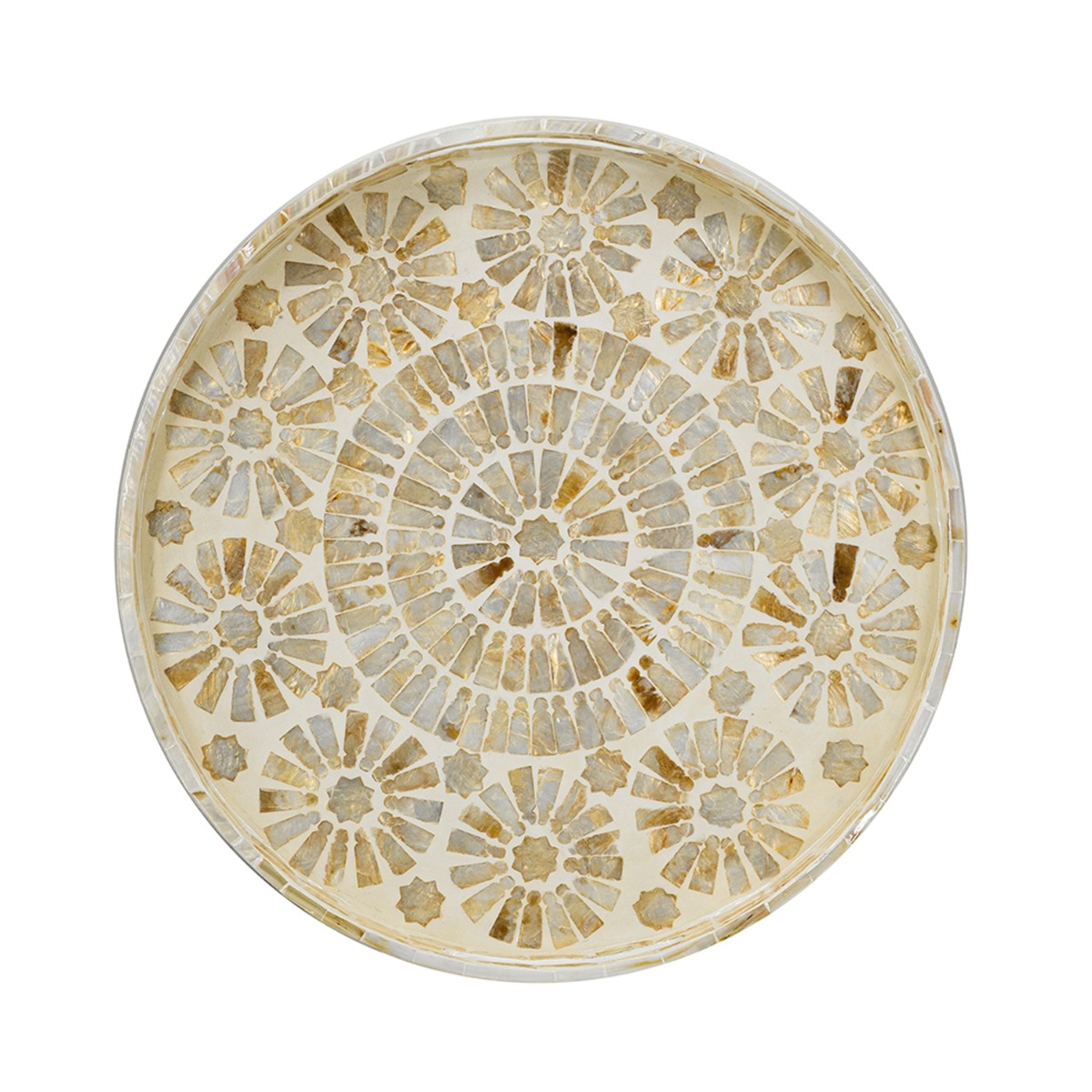 Artekko Ivory Εκρού Διακοσμητικός Δίσκος από MDF και Capiz (40x40x5)cm