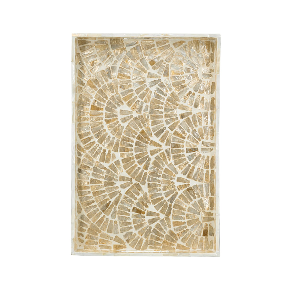 Artekko Ivory Εκρού Διακοσμητικός Δίσκος από MDF και Capiz (45x30x5)cm