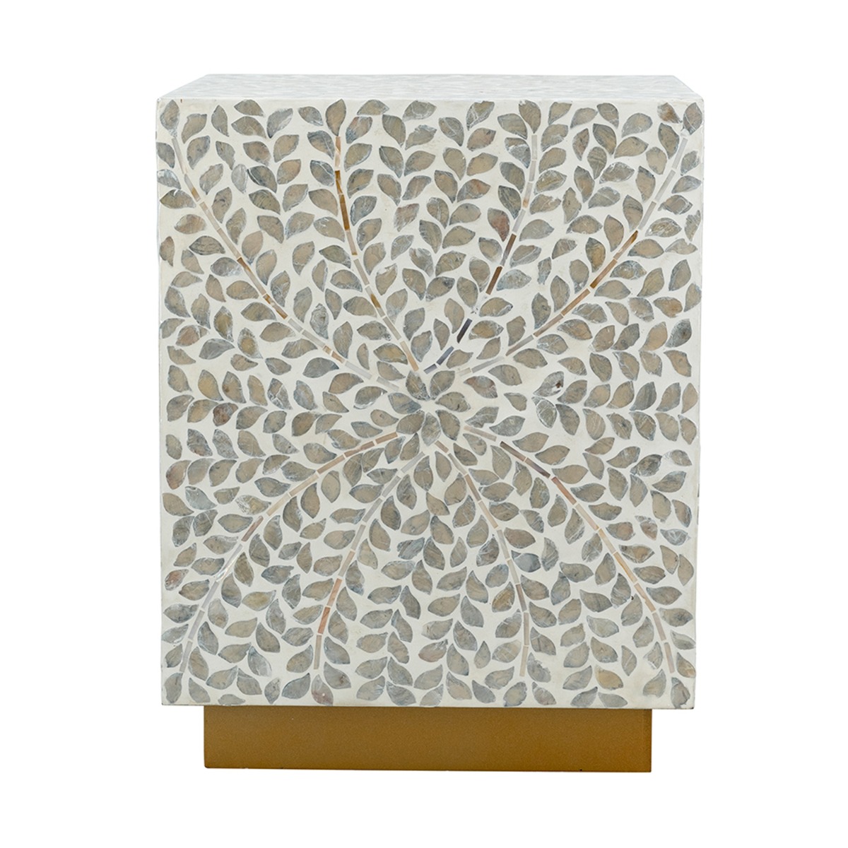 Artekko Ivory Γκρι Βοηθητικό Τραπέζι Σκαμπό από MDF και Capiz (35x35x45)cm