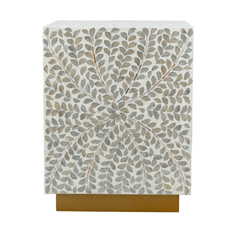 Artekko Ivory Γκρι Βοηθητικό Τραπέζι Σκαμπό από MDF και Capiz (35x35x45)cm