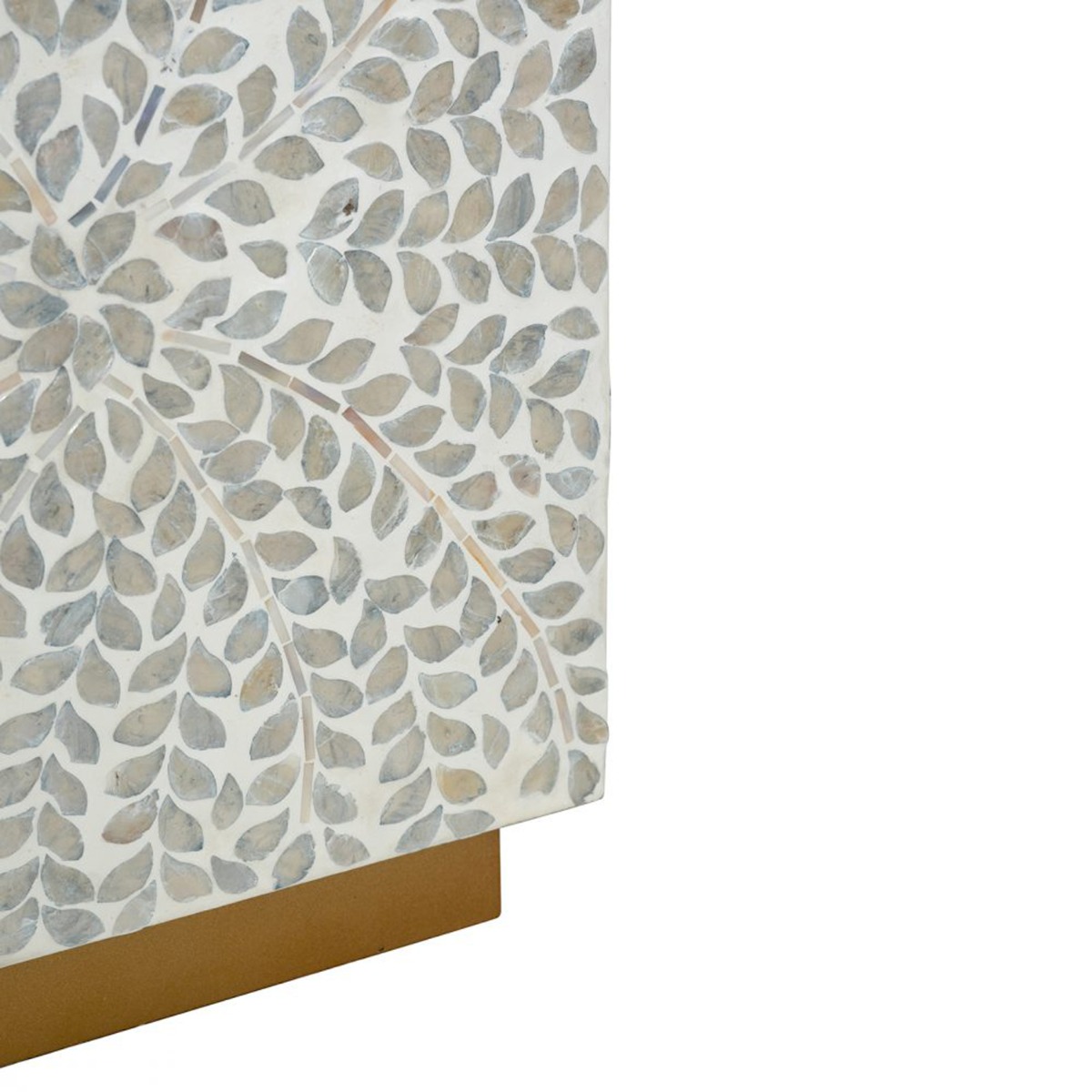 Artekko Ivory Γκρι Βοηθητικό Τραπέζι Σκαμπό από MDF και Capiz (35x35x45)cm