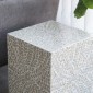 Artekko Ivory Γκρι Βοηθητικό Τραπέζι Σκαμπό από MDF και Capiz (35x35x45)cm