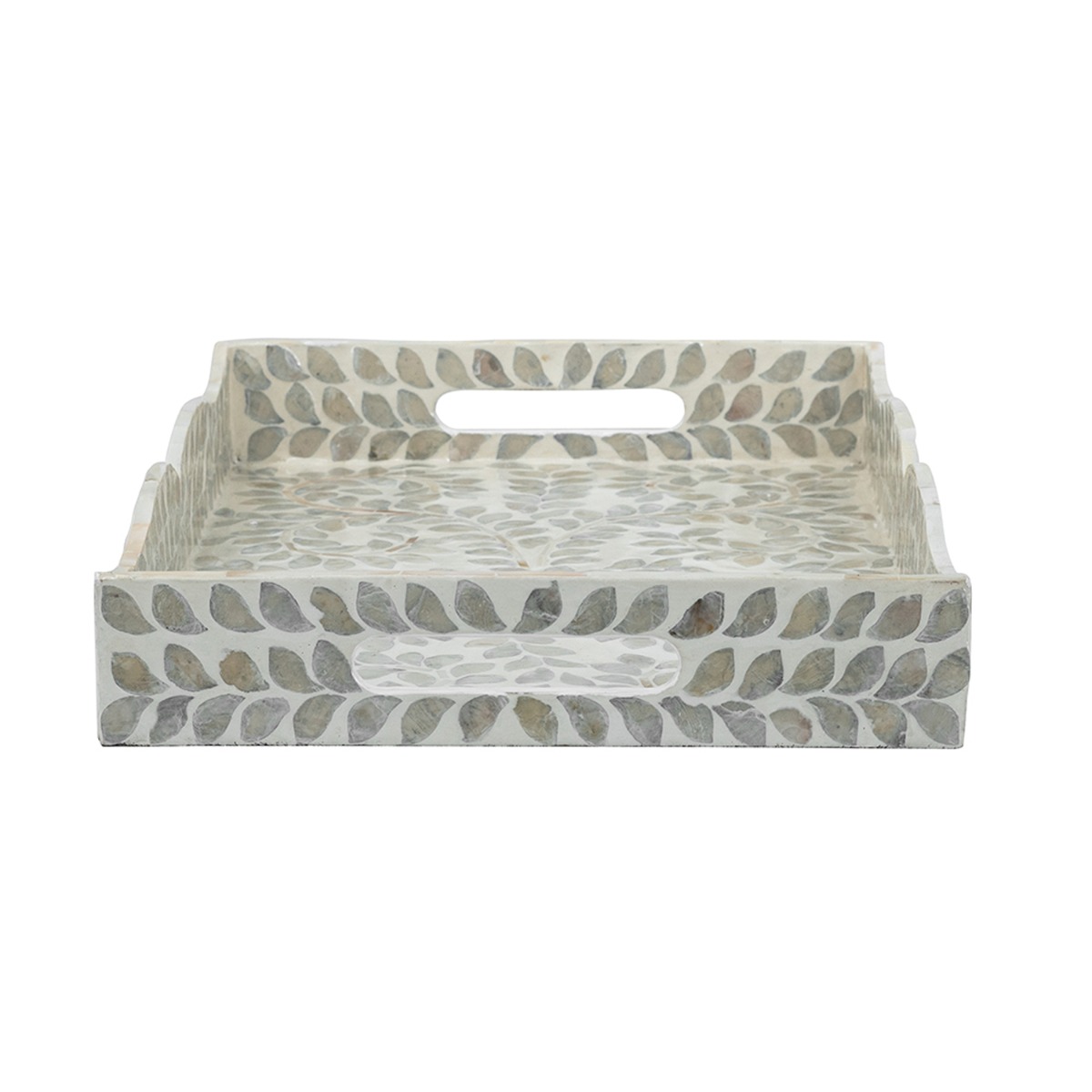 Artekko Ivory Γκρι Διακοσμητικός Δίσκος από MDF και Capiz (45x30x6)cm