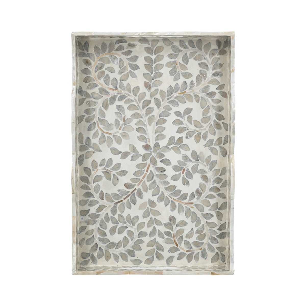 Artekko Ivory Γκρι Διακοσμητικός Δίσκος από MDF και Capiz (45x30x6)cm
