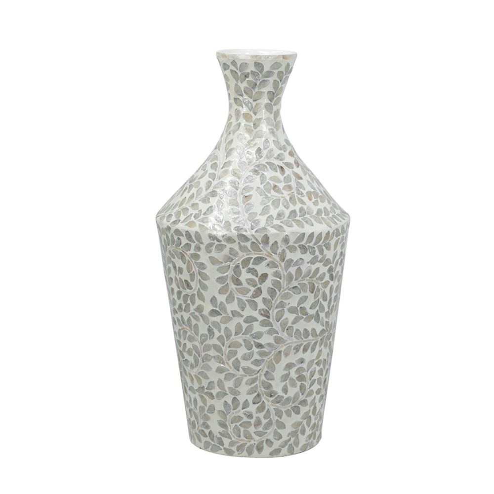 Artekko Ivory Γκρι Βάζο από Μπαμπού και Capiz (30x30x61)cm