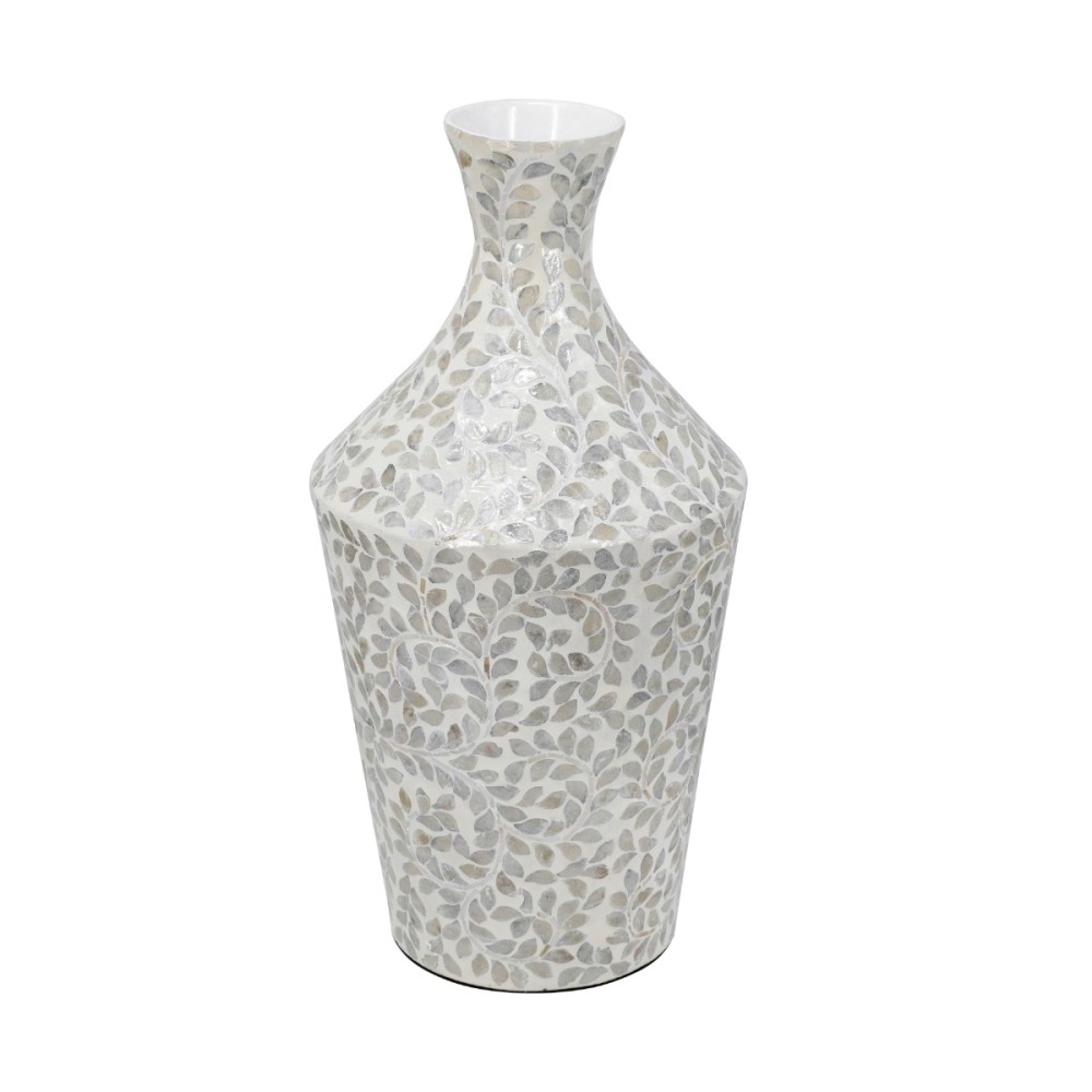 Artekko Ivory Γκρι Βάζο από Μπαμπού και Capiz (30x30x61)cm