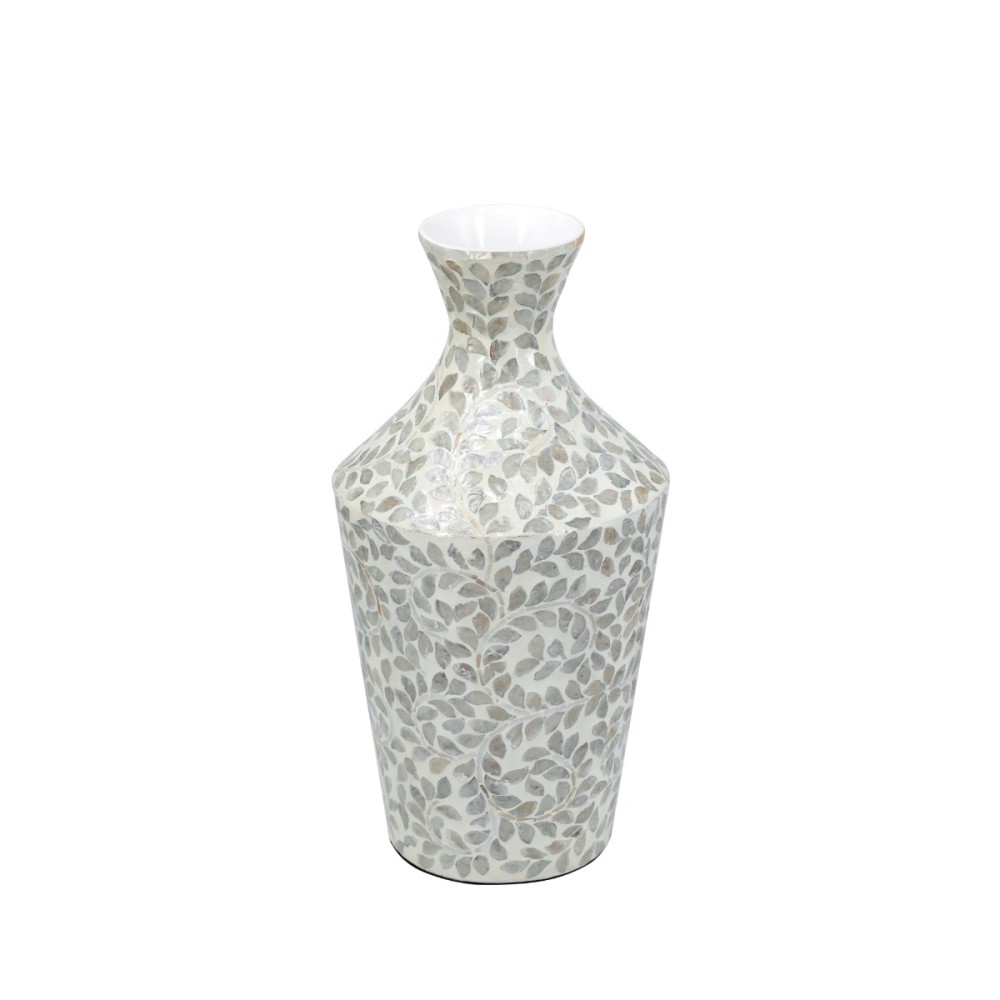 Artekko Ivory Γκρι Βάζο από Μπαμπού και Capiz (25x25x50)cm