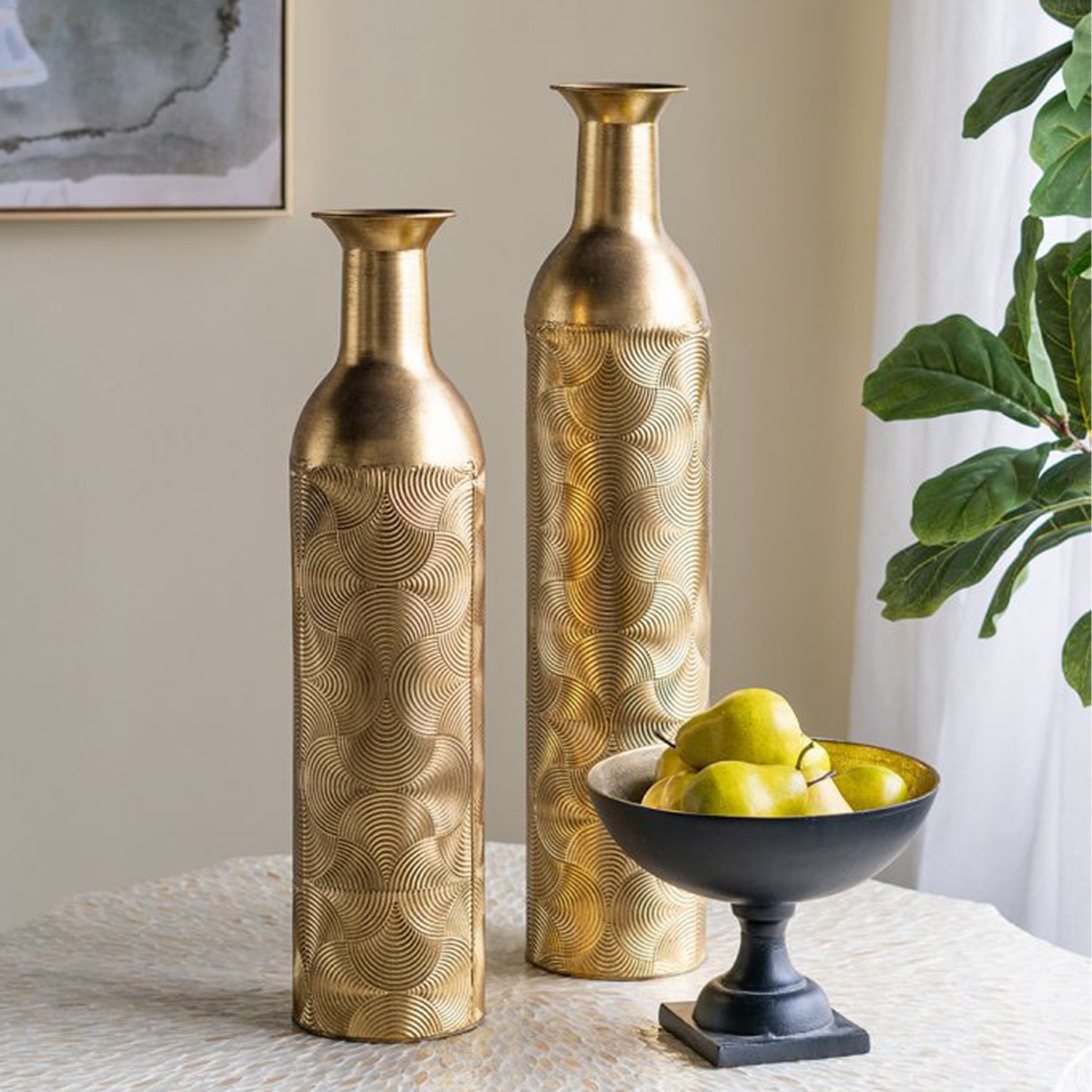 Artekko Nyx Χρυσό Μεταλλικό Βάζο (14x14x59)cm