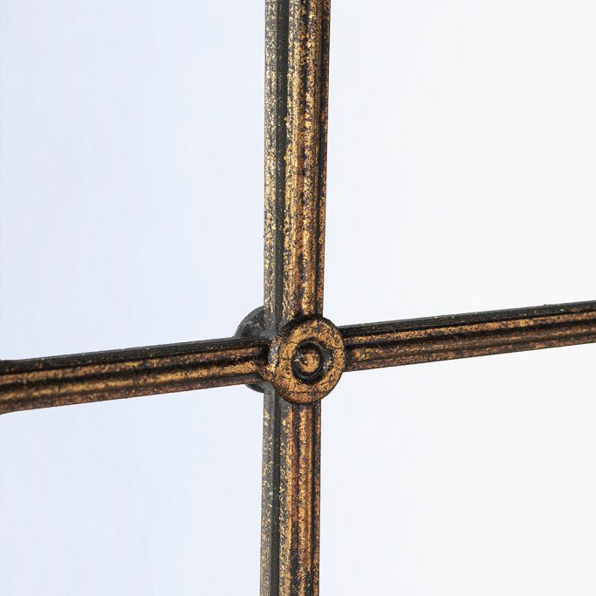 Artekko Capri Μαύρος Μεταλλικός Επιδαπέδιος Καθρέπτης με Μπρονζέ Λεπτομέρειες (60x2.5x189)cm