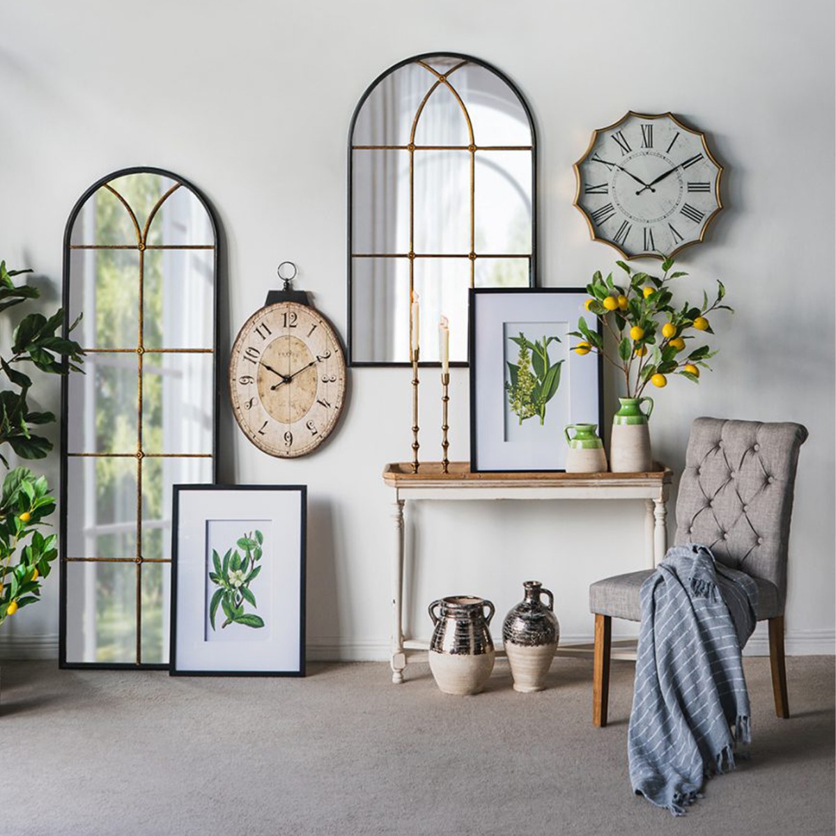 Artekko Capri Μαύρος Μεταλλικός Καθρέπτης Τούχου με Μπρονζέ Λεπτομέρειες (72x2.5x119.5)cm